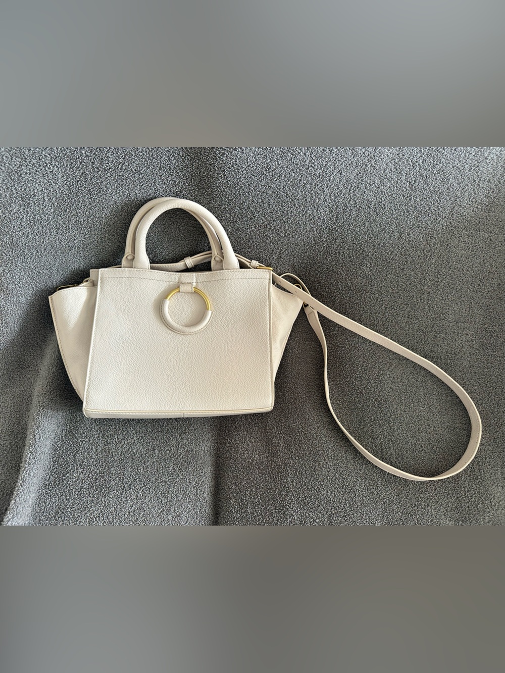Like New Vince Camuto Livee Leather Satchel Bag - Off-White / Cream